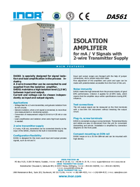Thumbnail of document Data Sheet - DA561 Isolation Amplifier